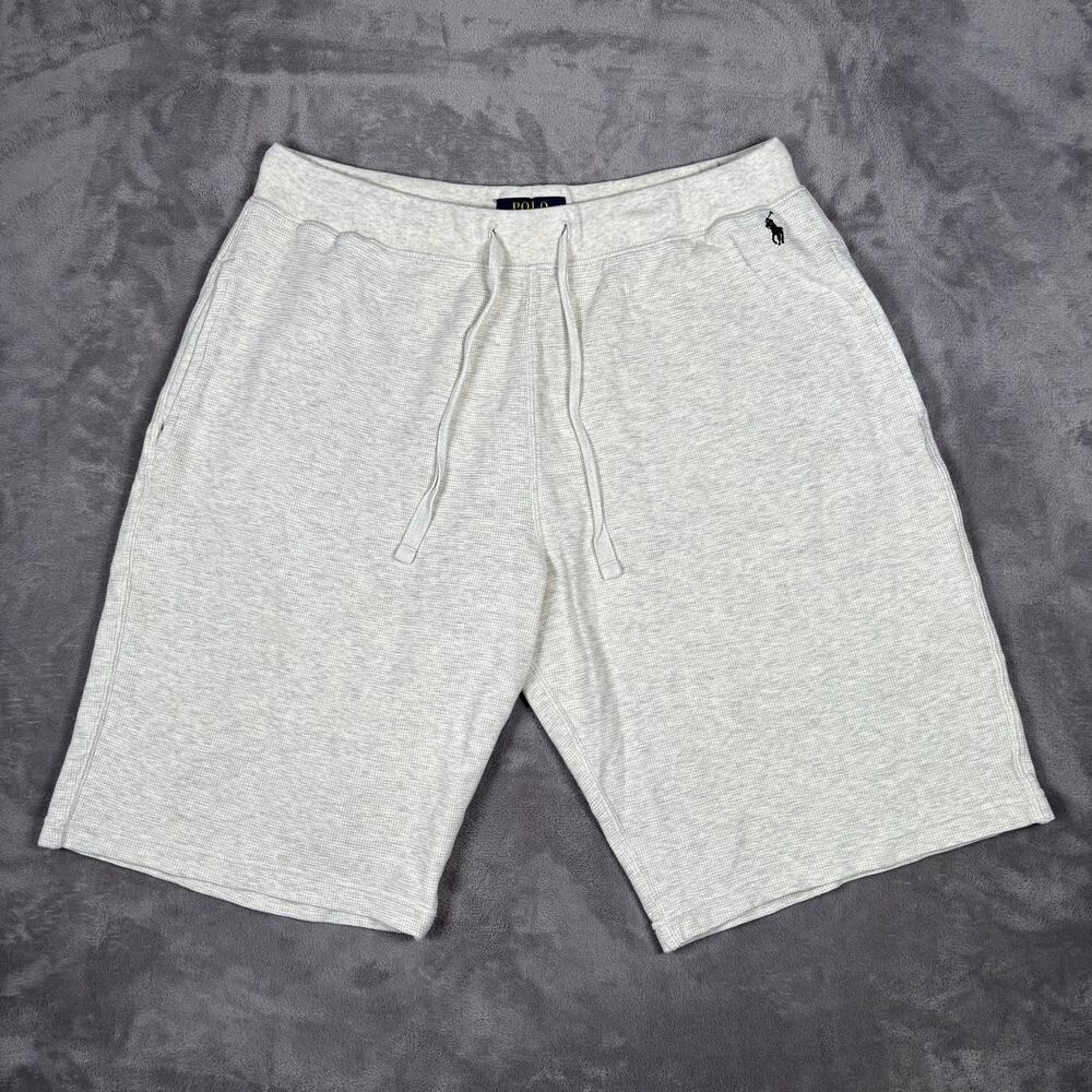 Polo Ralph Lauren Men’s Large Waffle Knit Lounge Shorts Heather Gray Cotton Pony